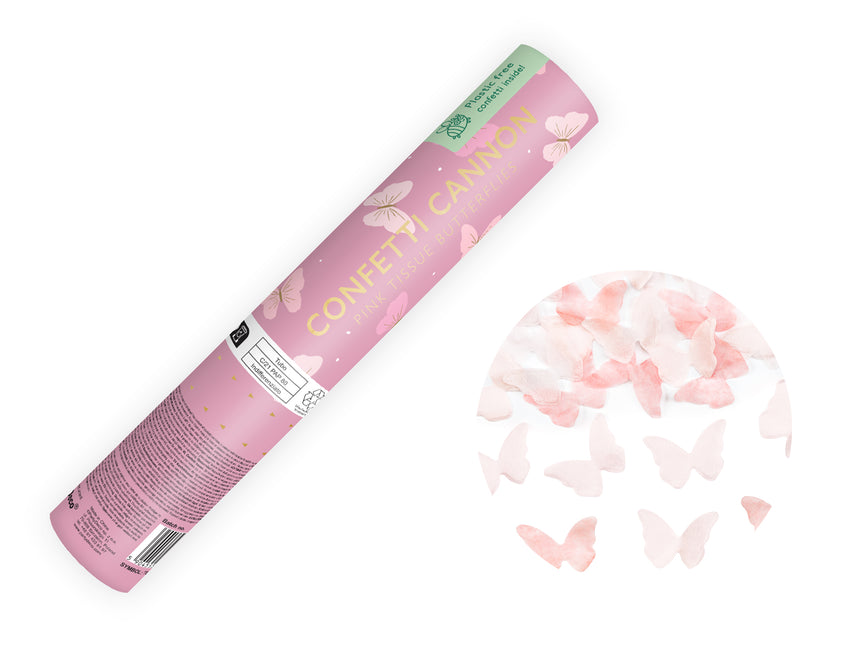 Canon à confettis papillon blanc 20cm