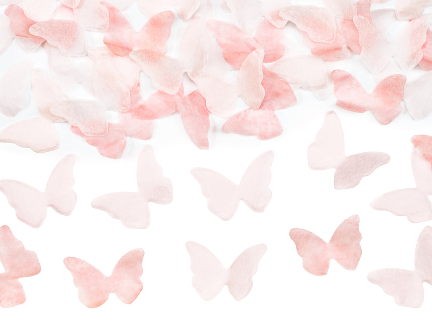 Canon à confettis papillon rose clair 20cm