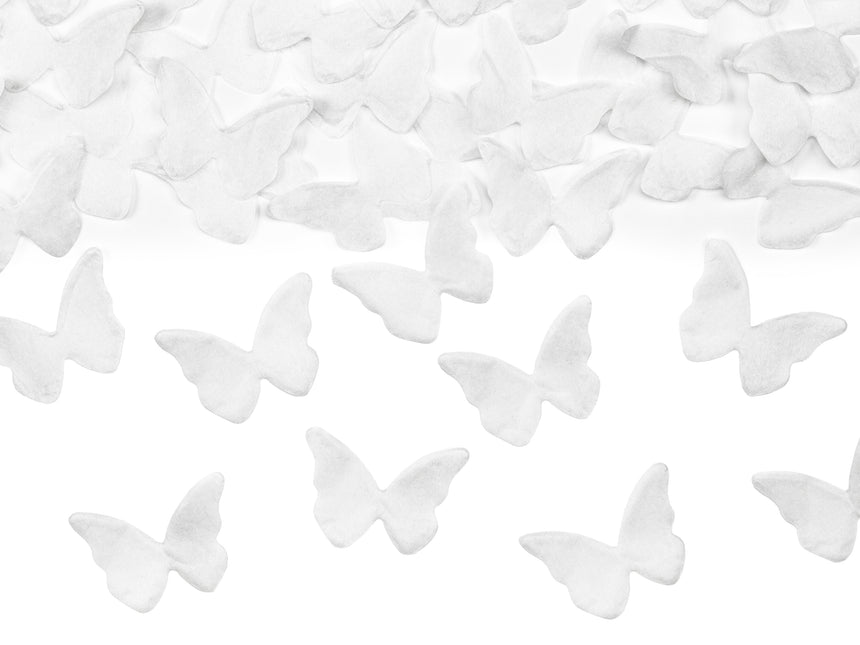 Canon à confettis papillon blanc 20cm