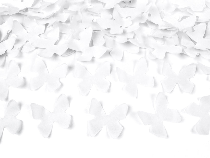 Canon à confettis papillon blanc 28cm