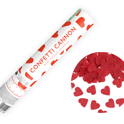 Canon à confettis en forme de coeur rouge 28cm