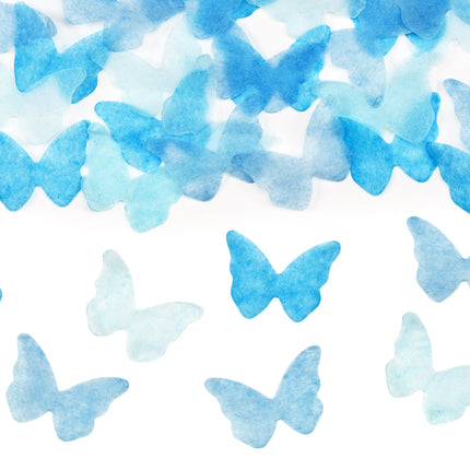 Canon à confettis papillon bleu 20cm
