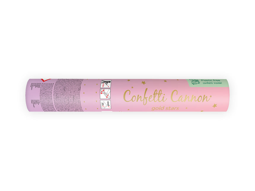 Canon à confettis étoilé or 20cm