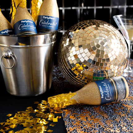 Canon à confettis d'or Champagne 20.5cm