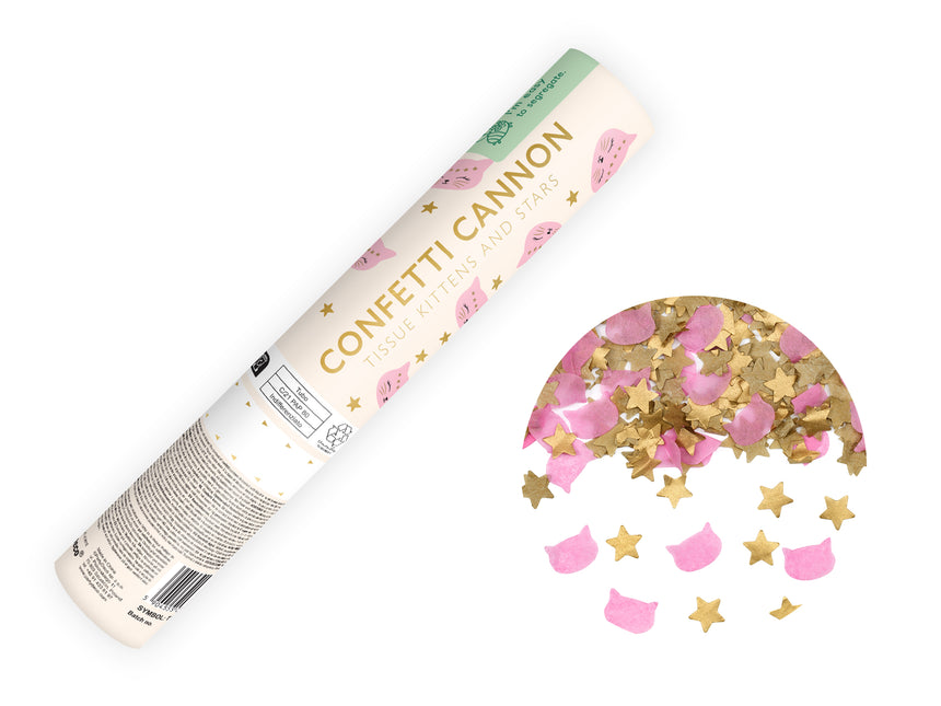 Canon à confettis rose doré 20cm