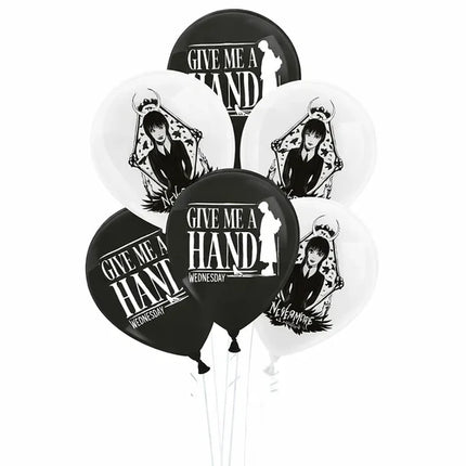 Ballons « Wednesday » noir et blanc, lot de 10