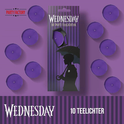 Bougies Wednesday, violettes, lot de 10