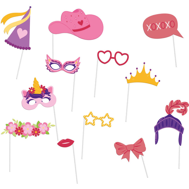 Accessoires colorés pour le photobooth Filles 20cm 12pcs