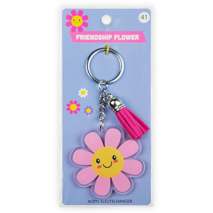 Porte-clés en acrylique en forme de fleur