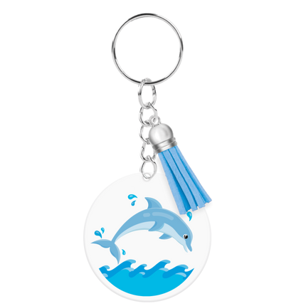 Porte-clés en acrylique en forme de dauphin