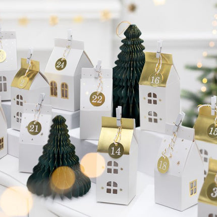 Adventkalender Huisjes Wit van Partydeco koop je bij Partywinkel