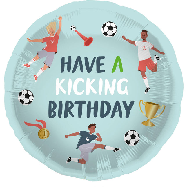 Ballon d'hélium de football Have A Kicking Birthday Vide 45cm