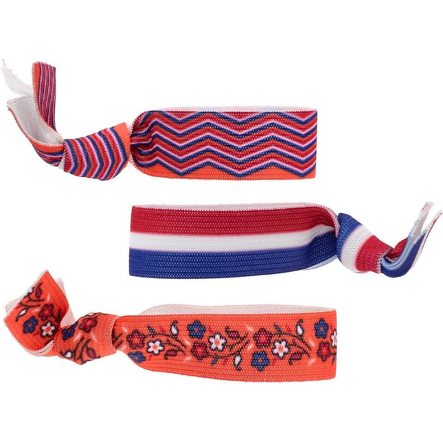 Armbanden - Oranje/RoodWitBlauw - Elastiek van Folat koop je bij Partywinkel