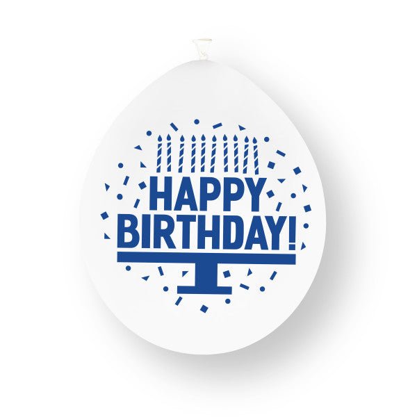 Assortiment blauwe ‘Happy Birthday’ - latexballonnen, 23 cm 10 stuks van Unique koop je bij Partywinkel