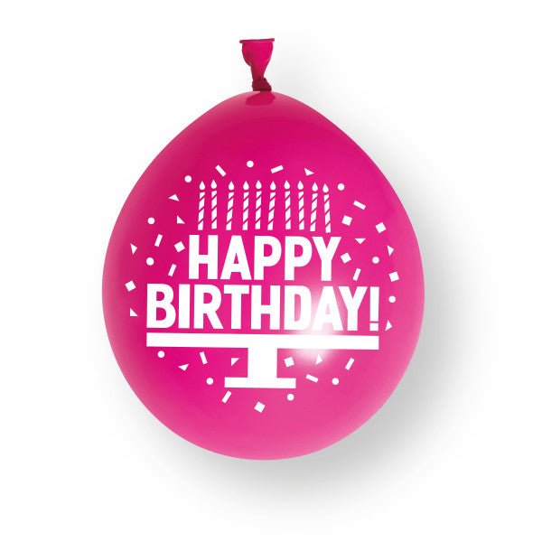 Assortiment roze ‘Happy Birthday’ - latexballonnen, 23 cm, 10 stuks van Unique koop je bij Partywinkel