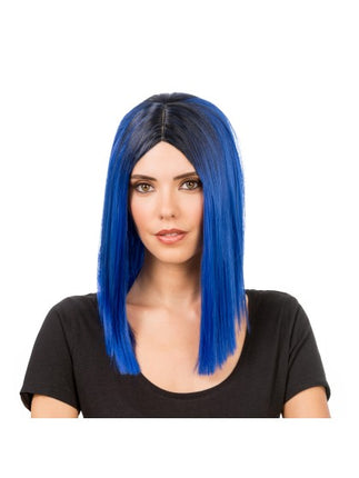 Perruque Aya bleue et noire, 40 cm