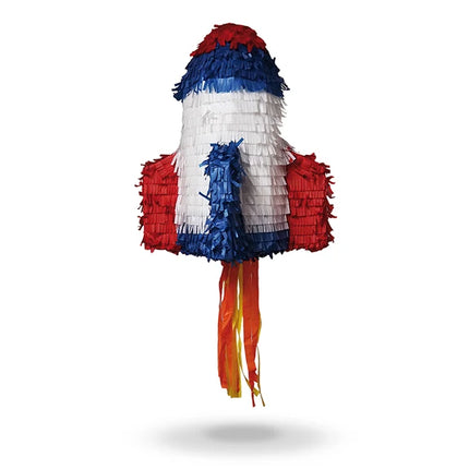 Pinata en forme de fusée colorée