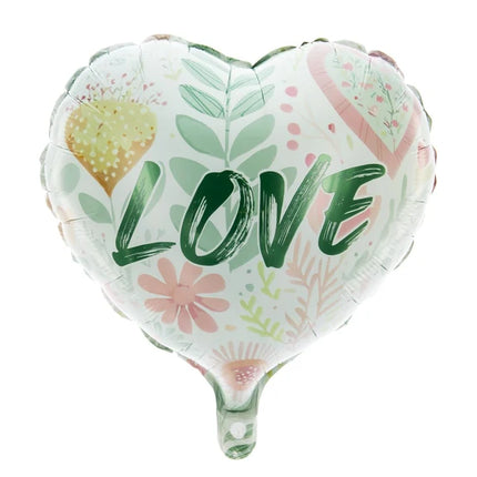 Ballon Love Helium vert en forme de cœur, vide, 45 cm