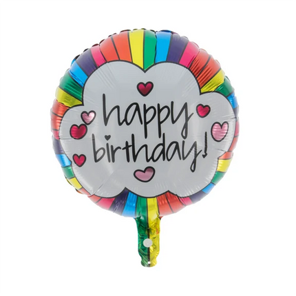 Ballon d'hélium « Joyeux anniversaire » – Nuage arc-en-ciel – Vide – 45 cm
