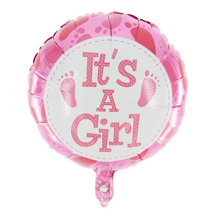 Ballon à l'hélium « It's a Girl » rose, vide, 45 cm