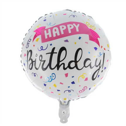 Ballon d'anniversaire à l'hélium avec confettis (vide) 45 cm
