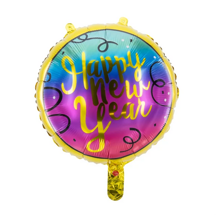 Ballon à l'hélium « Bonne année » coloré, vide, 45 cm