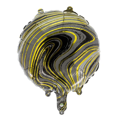 Ballon noir à l'hélium avec des lignes dorées, vide, 45 cm