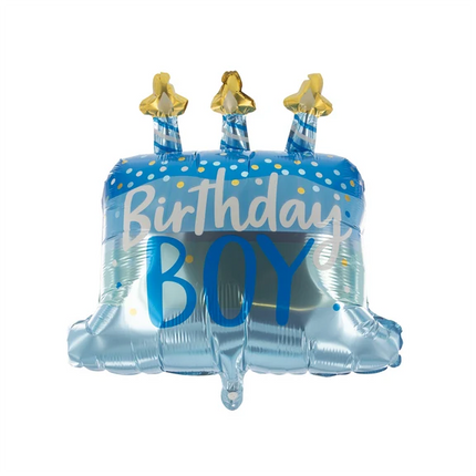 Ballon à l'hélium « Birthday Boy » bleu « Gâteau » (vide) 70 cm