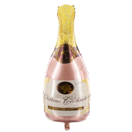 Ballon rose à l'hélium en forme de bouteille de champagne, vide, 49 cm