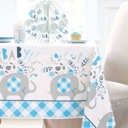 Baby Olifant Tafelkleed Lichtblauw 2,13m van Unique koop je bij Partywinkel