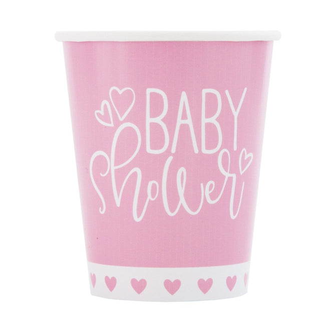 Babyshower Bekers Roze 266ml 8st van Unique koop je bij Partywinkel