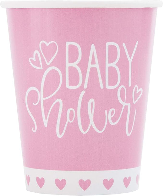 Babyshower Bekers Roze Wit 266ml 8st van Unique koop je bij Partywinkel