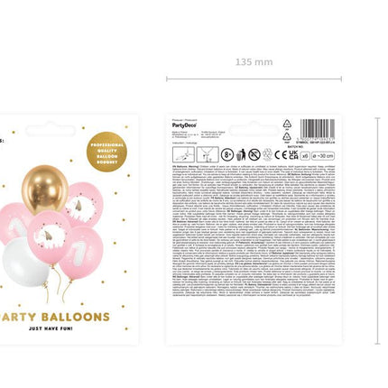 Ballonnen 1 Jaar Mix Roze 30cm 6st van Partydeco koop je bij Partywinkel
