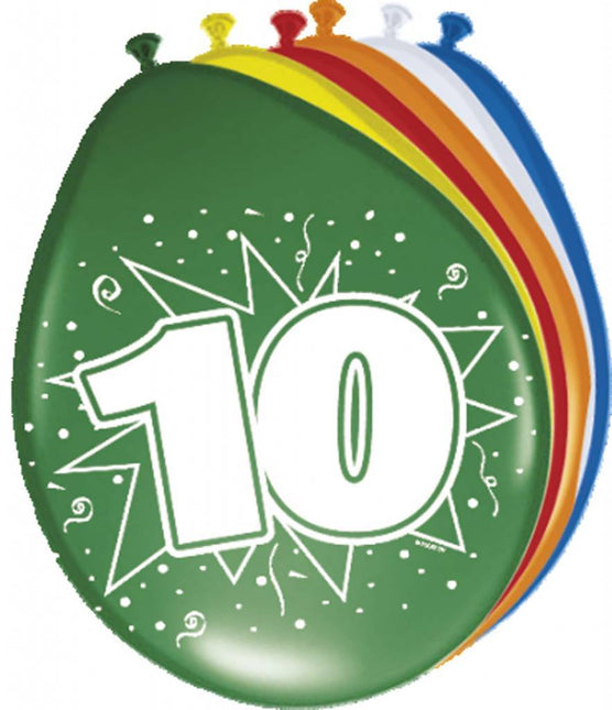 Ballonnen 10 Jaar 30cm 8st - Partywinkel - 8714572082105