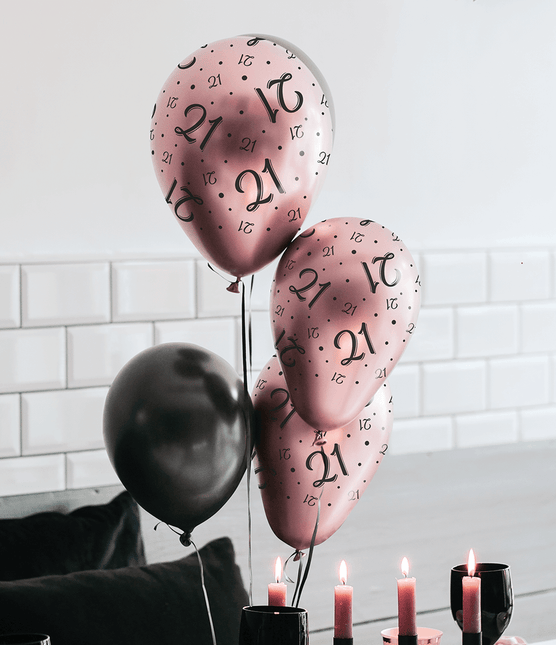 Ballonnen 40 Jaar Rose Zwart 30cm 8st van Paper Dreams koop je bij Partywinkel