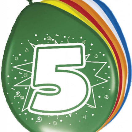 Ballonnen 5 Jaar 30cm 8st - Partywinkel - 8714572082051