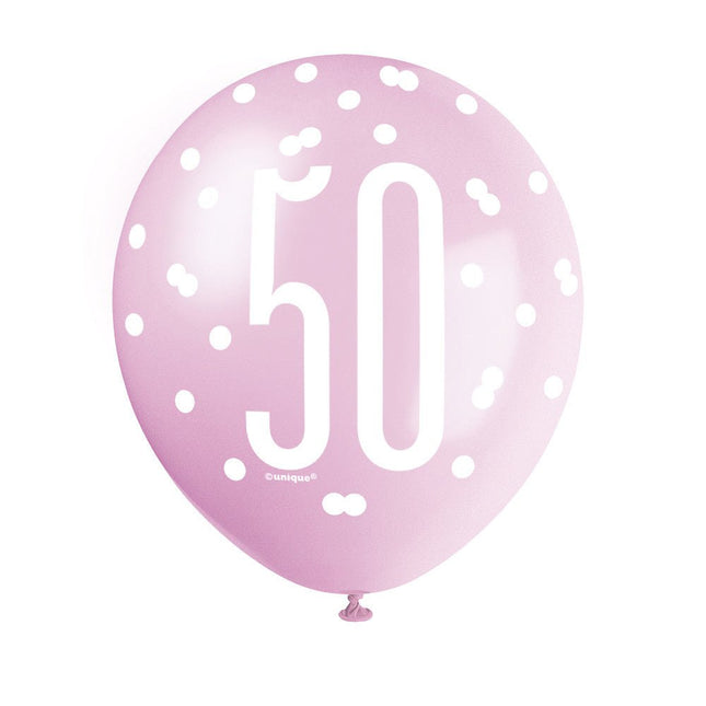 Ballonnen 50 Jaar Stippen 30cm 6st van Unique koop je bij Partywinkel