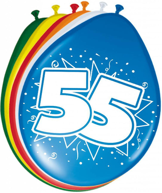 Ballonnen 55 Jaar 30cm 8st - Partywinkel - 8714572082266
