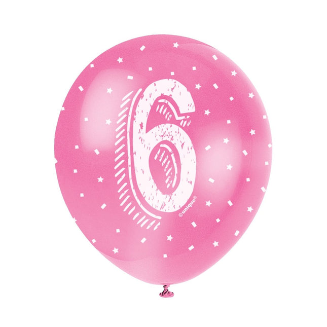Ballonnen 6 Jaar Confetti 30cm 5st van Unique koop je bij Partywinkel