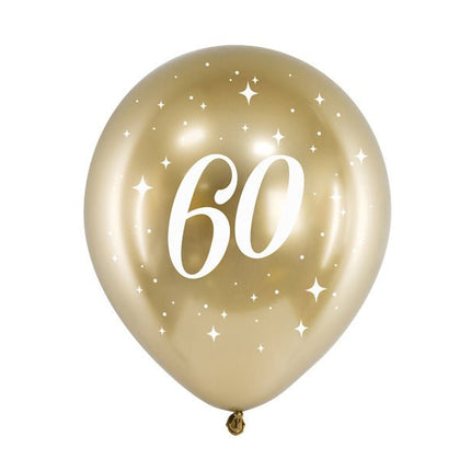 Ballonnen 60 Jaar Goud 30cm 6st van Partydeco koop je bij Partywinkel