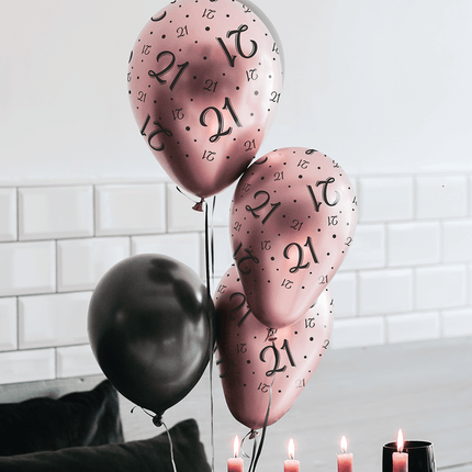 Ballonnen 60 Jaar Rose Zwart 30cm 8st van Paper Dreams koop je bij Partywinkel