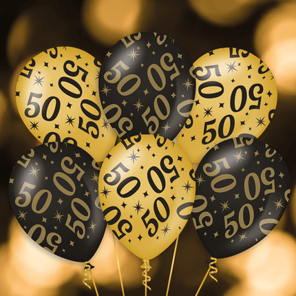 Ballonnen 65 Jaar Goud Zwart 30cm 6st van Paper Dreams koop je bij Partywinkel