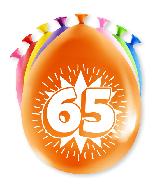 Ballonnen 65 Jaar Hoera 30cm 8st van Paper Dreams koop je bij Partywinkel