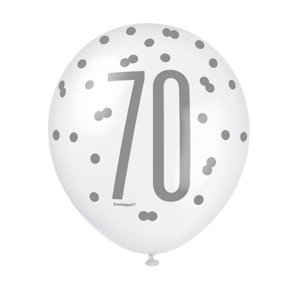 Ballonnen 70 Jaar Stippen 30cm 6st van Unique koop je bij Partywinkel