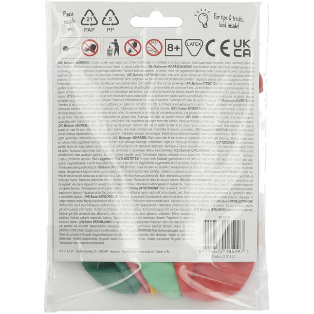 Ballonnen 9 Jaar Gekleurd 33cm 6st van Folat koop je bij Partywinkel