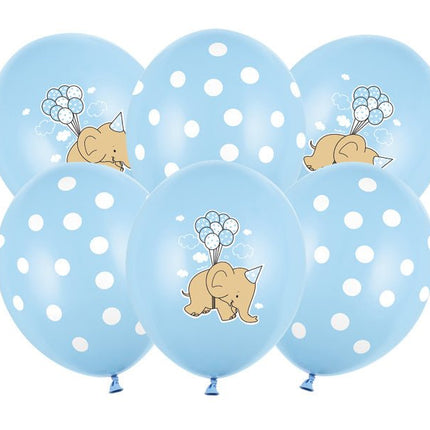 Ballonnen Baby Olifantje Blauw 30cm 6st van Partydeco koop je bij Partywinkel