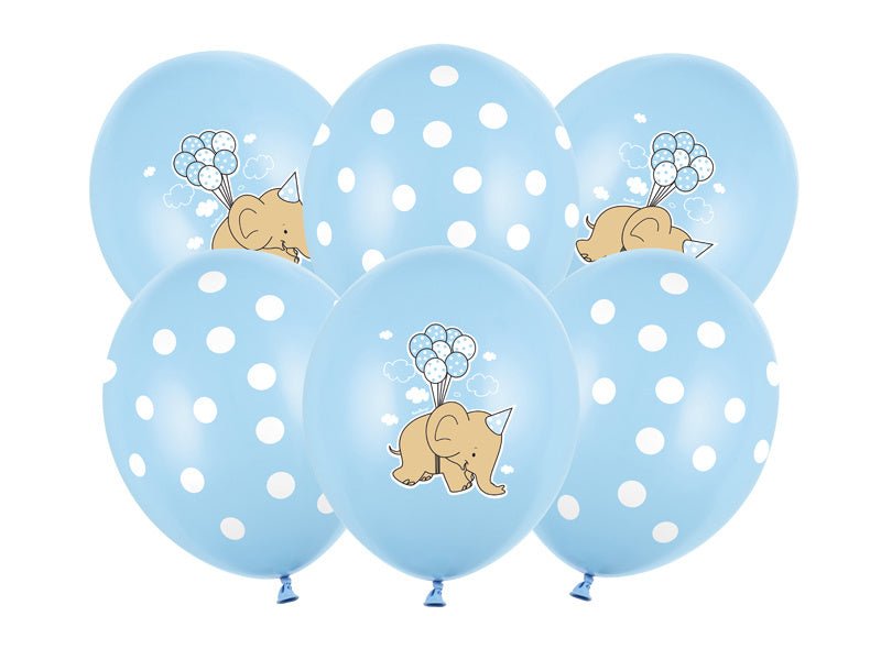 Ballonnen Baby Olifantje Blauw 30cm 6st van Partydeco koop je bij Partywinkel