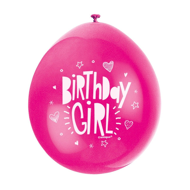 Ballonnen Birthday Girl 28cm 10st van Unique koop je bij Partywinkel