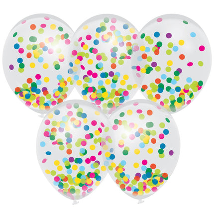 Ballonnen Confetti Gekleurd 30cm 5st van Haza Witbaard koop je bij Partywinkel