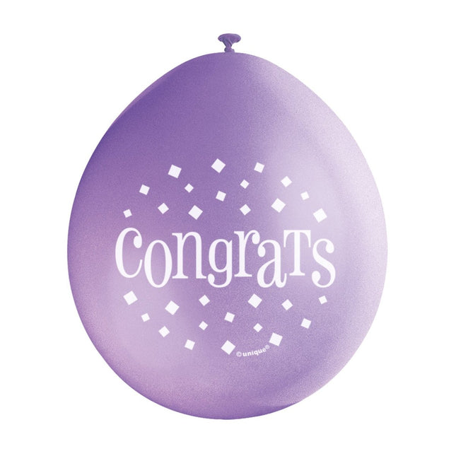 Ballonnen Congrats 28cm 10st van Unique koop je bij Partywinkel